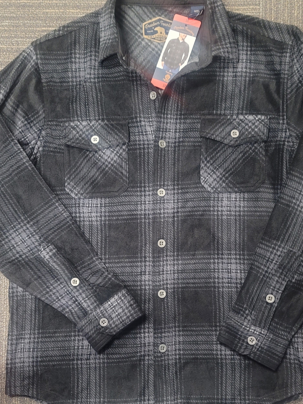 Black & Gray Plaid Button-Up Flannel Shirt